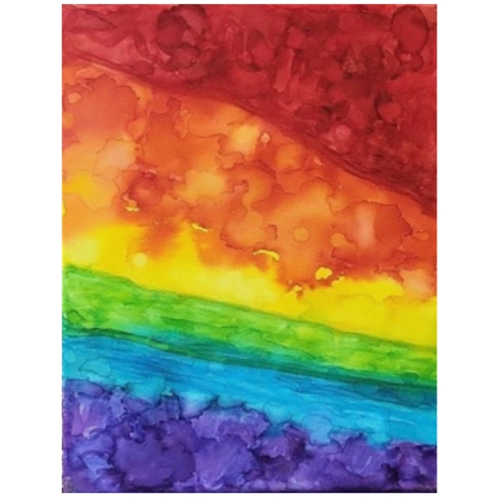 Hand Crafted Abstract Rainbow Design 11x14 Inches Canvas Painting